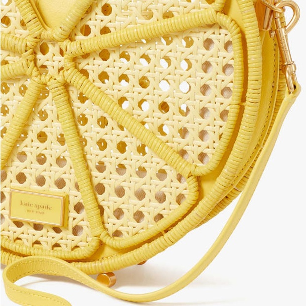 SOLD! kate spade NWT/NIP! $428 MSRP Lemon Drop Rattan Top-handle Bag - Picture 7 of 10